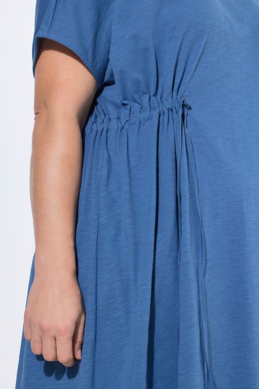 Рокля памучна с асиметрична драперия