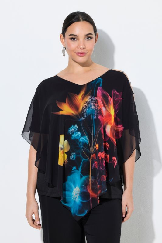Electric Bouquet Layered Chiffon Blouse