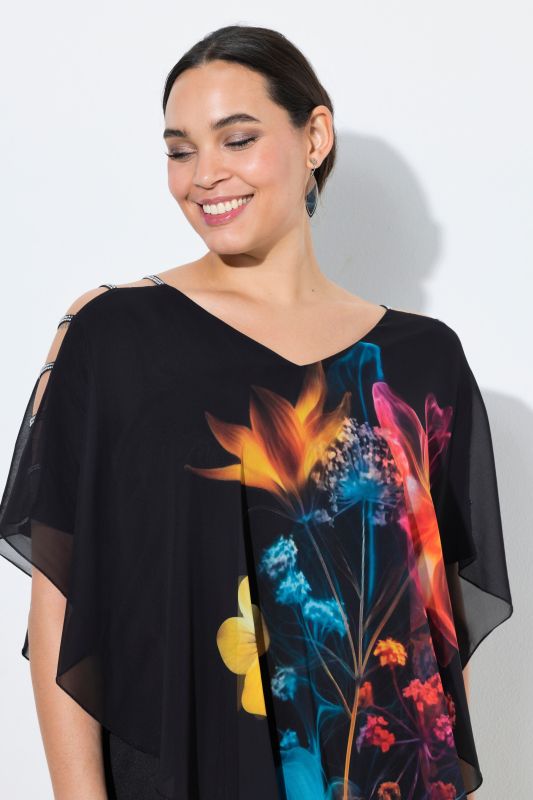 Electric Bouquet Layered Chiffon Blouse