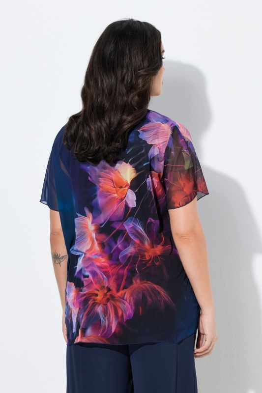 Midnight Blossom Layered Chiffon Blouse