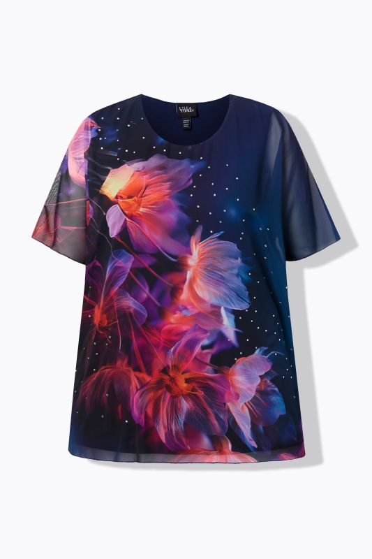 Midnight Blossom Layered Chiffon Blouse