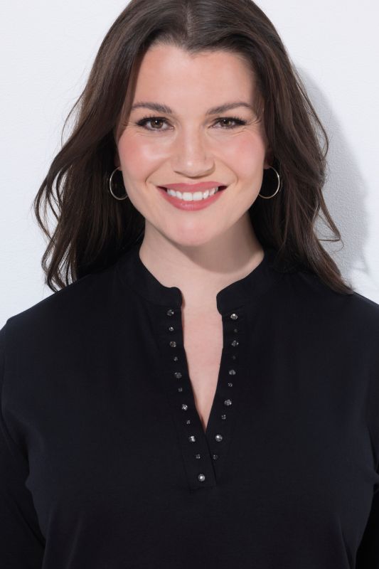 Rhinestone Neckline Pima Cotton Tee