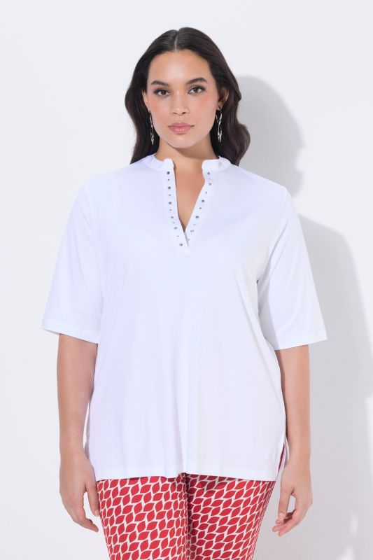 Rhinestone Neckline Pima Cotton Tee