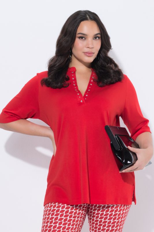 Rhinestone Neckline Pima Cotton Tee