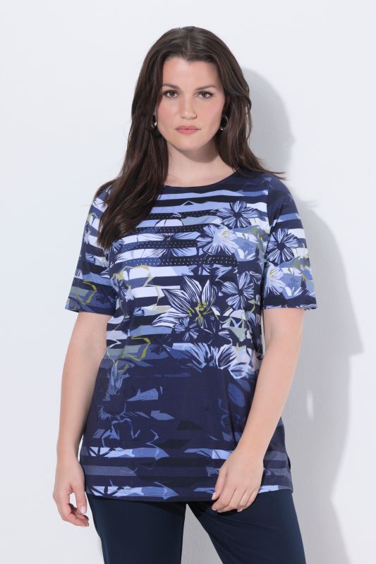 Striped Flower Pima Cotton Tee
