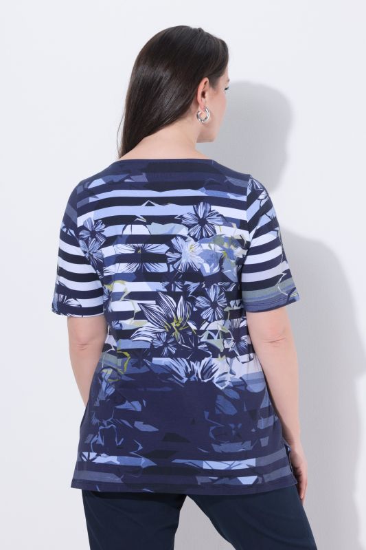 Striped Flower Pima Cotton Tee