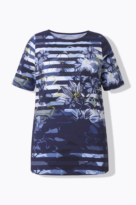Striped Flower Pima Cotton Tee