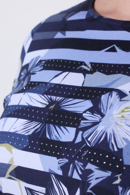 Striped Flower Pima Cotton Tee