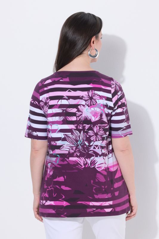 Striped Flower Pima Cotton Tee