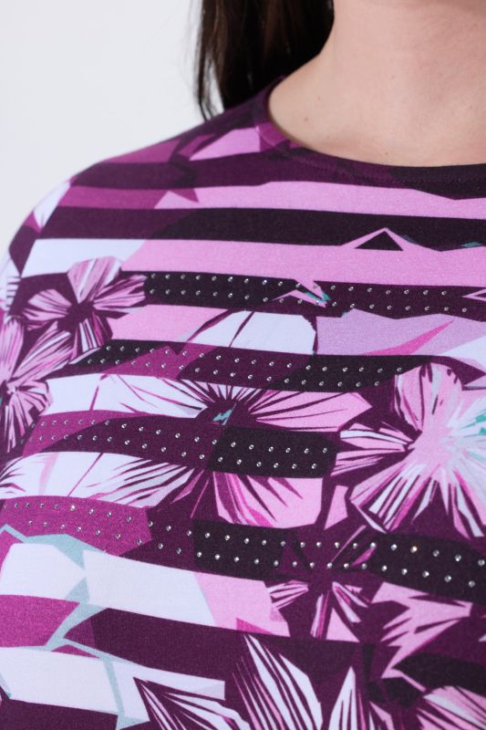 Striped Flower Pima Cotton Tee