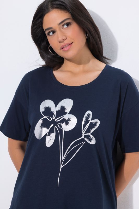 Тениска с метален флорален принт