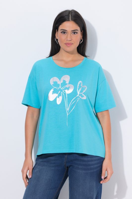 Тениска с метален флорален принт