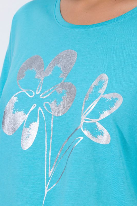 Тениска с метален флорален принт