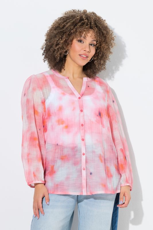 Sheer Tie Dye Chiffon Blouse