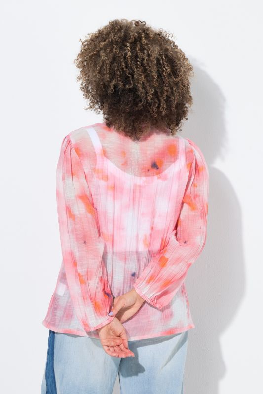 Sheer Tie Dye Chiffon Blouse