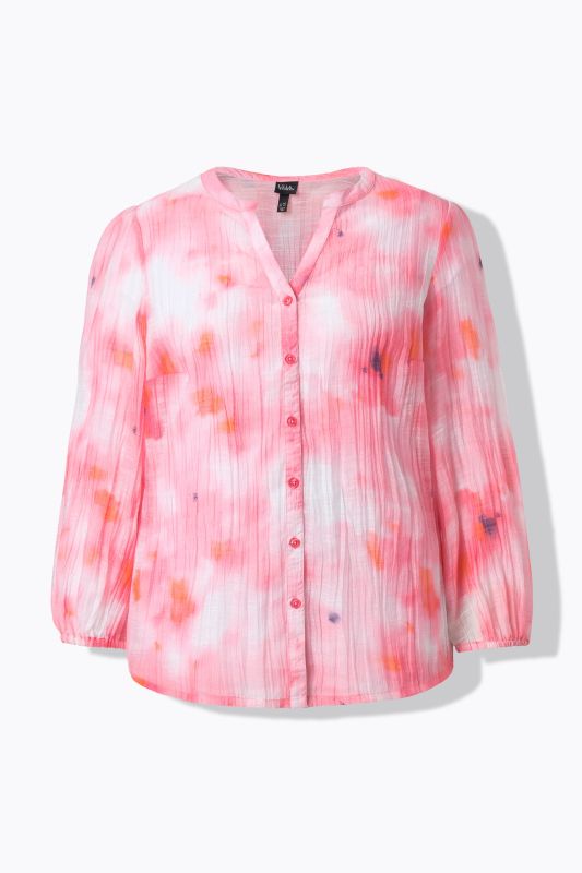 Sheer Tie Dye Chiffon Blouse