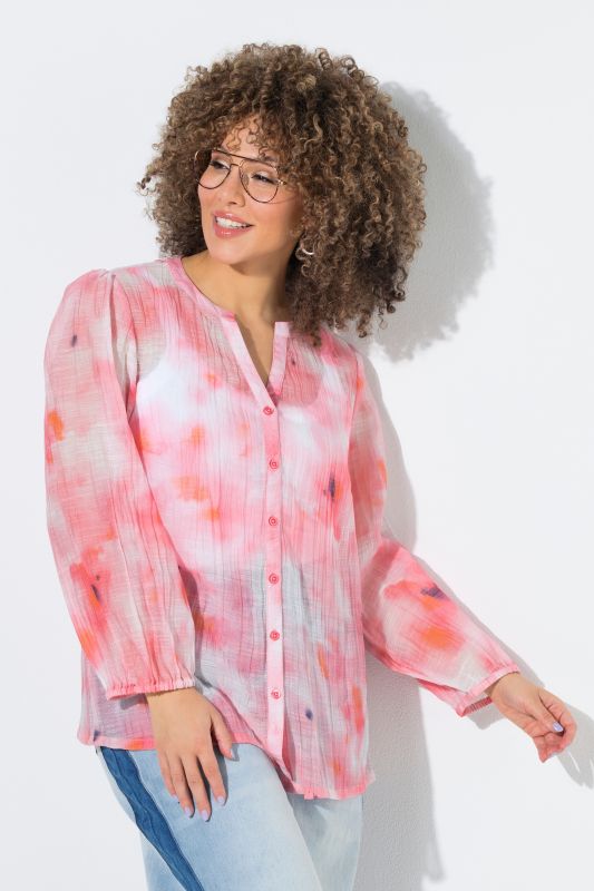 Sheer Tie Dye Chiffon Blouse