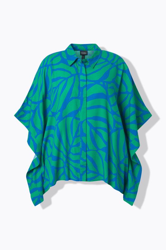 Monstera Print Poncho Blouse