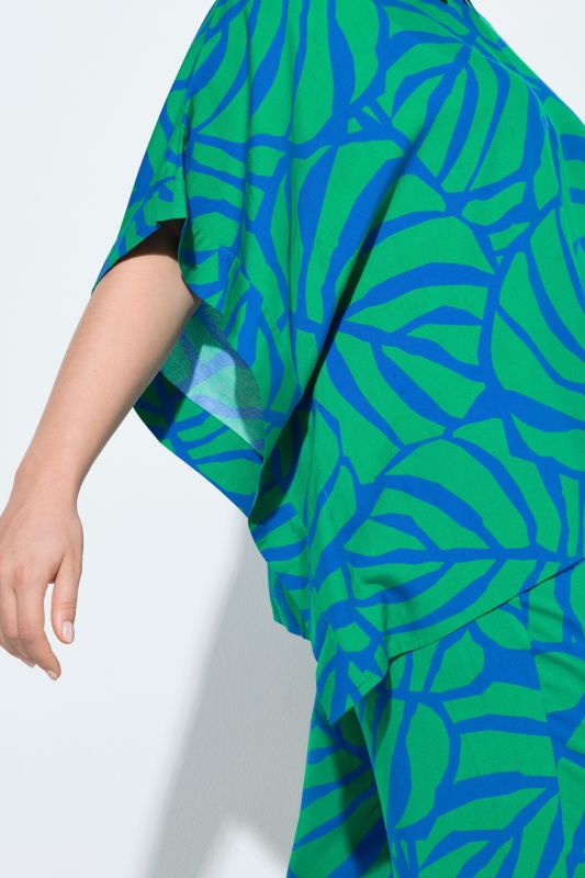 Monstera Print Poncho Blouse