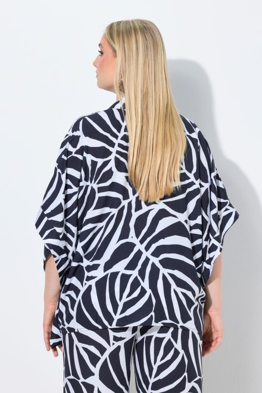 Monstera Print Poncho Blouse