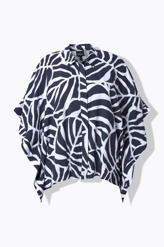 Monstera Print Poncho Blouse