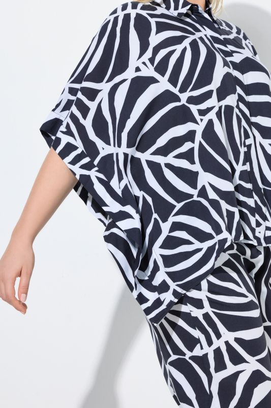 Monstera Print Poncho Blouse