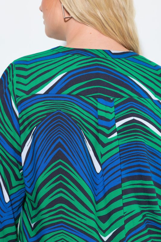 Zigzag Print Long Sleeve Tunic Blouse