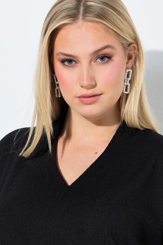 Collared Cap Sleeve V-Neck Tee