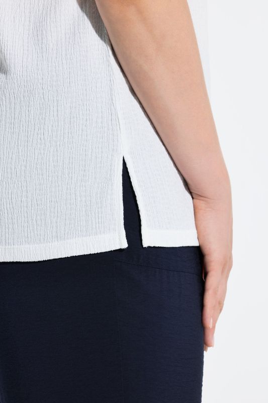 Collared Cap Sleeve V-Neck Tee