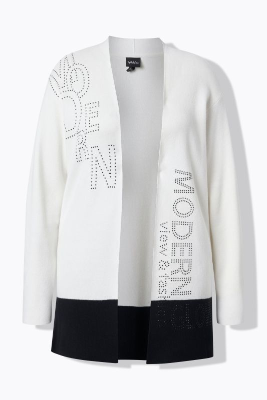Rhinestone Modern View Open Shape Cardigan