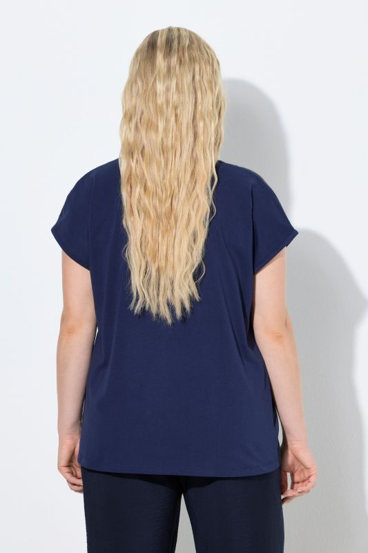 Curve Print Mixed Material Tee