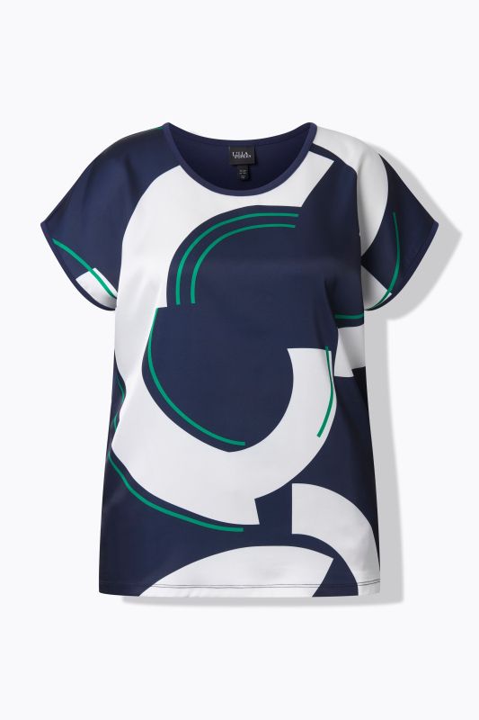 Curve Print Mixed Material Tee