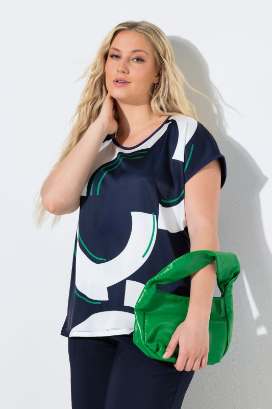 Curve Print Mixed Material Tee