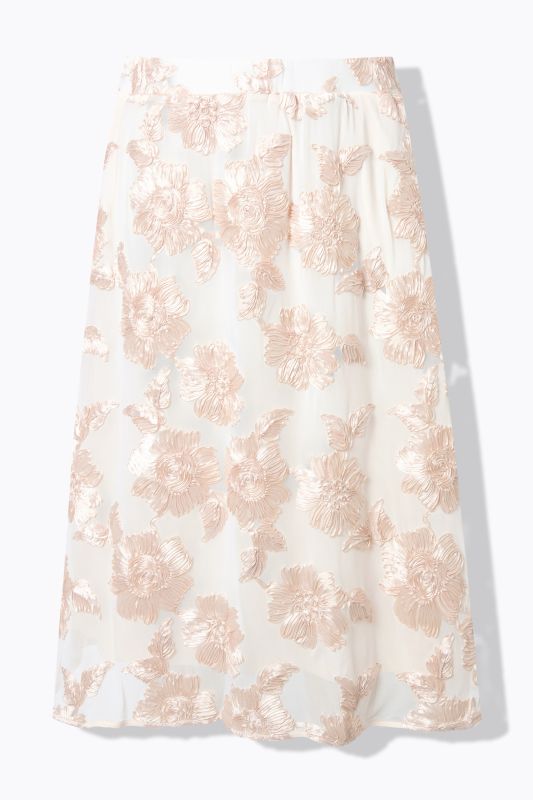 Shimmering Floral Applique Elastic Waist Skirt