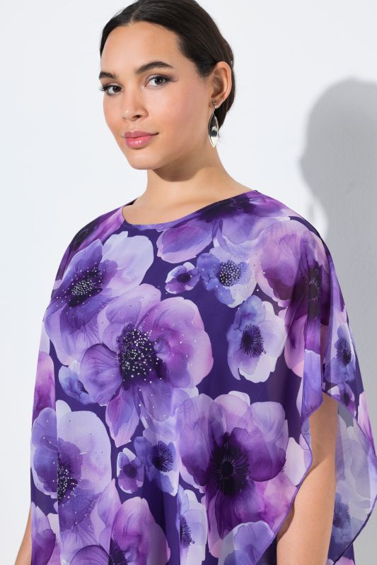 Блуза с шифон с флорален принт