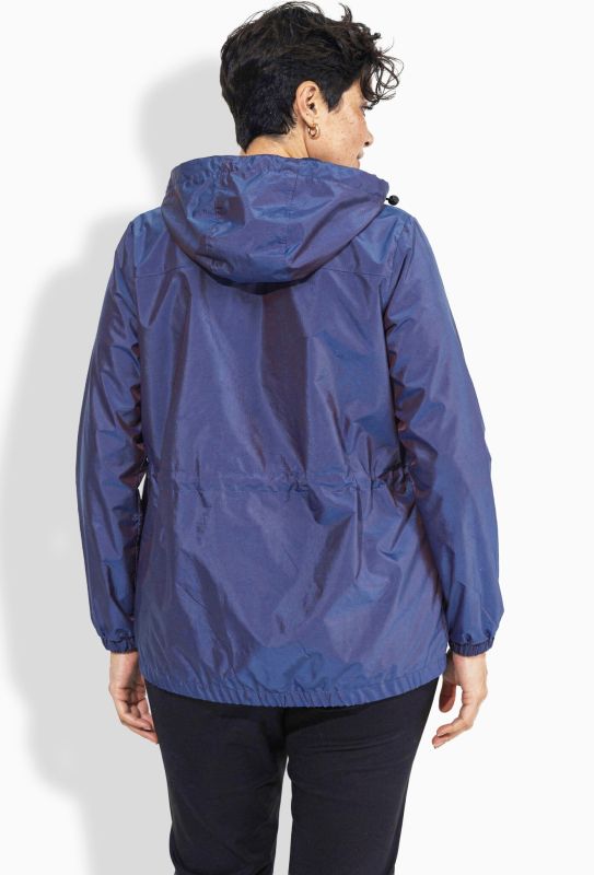 Iridescent Drawstring Waist Rain Jacket