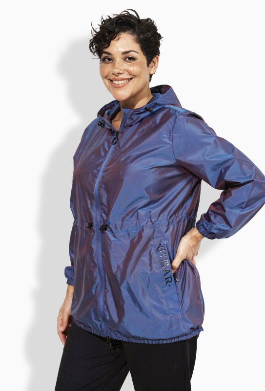 Iridescent Drawstring Waist Rain Jacket