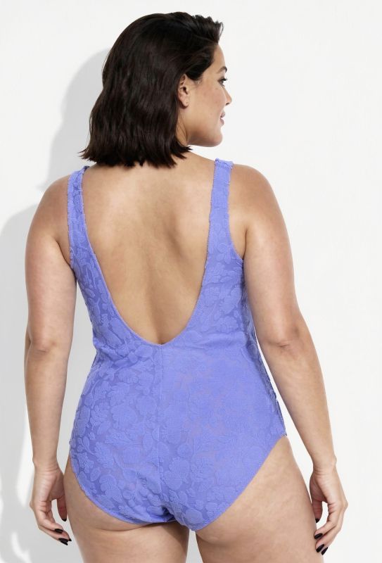 Tonal Textured Floral One Piece Swimsuit