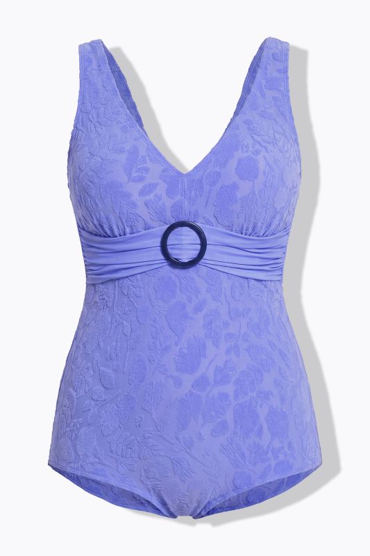 Tonal Textured Floral One Piece Swimsuit