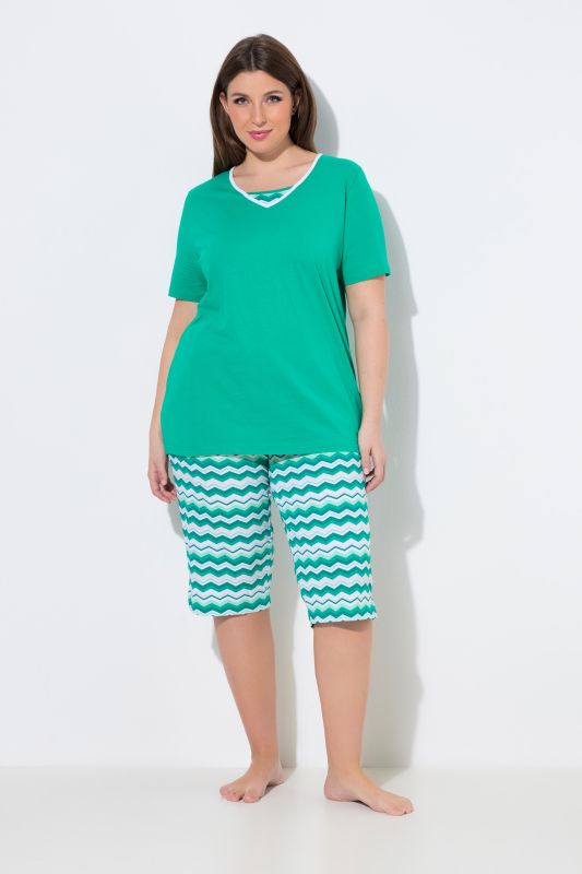 Zigzag Print Two Piece Pajama Set