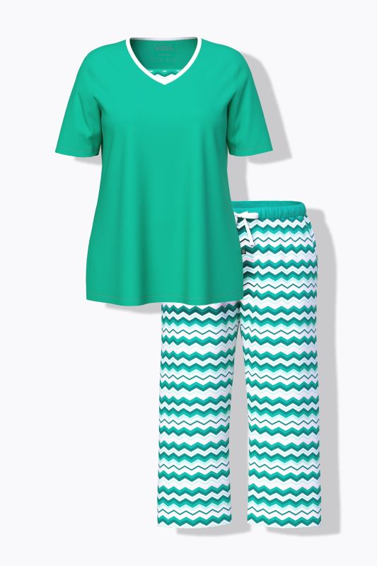 Zigzag Print Two Piece Pajama Set