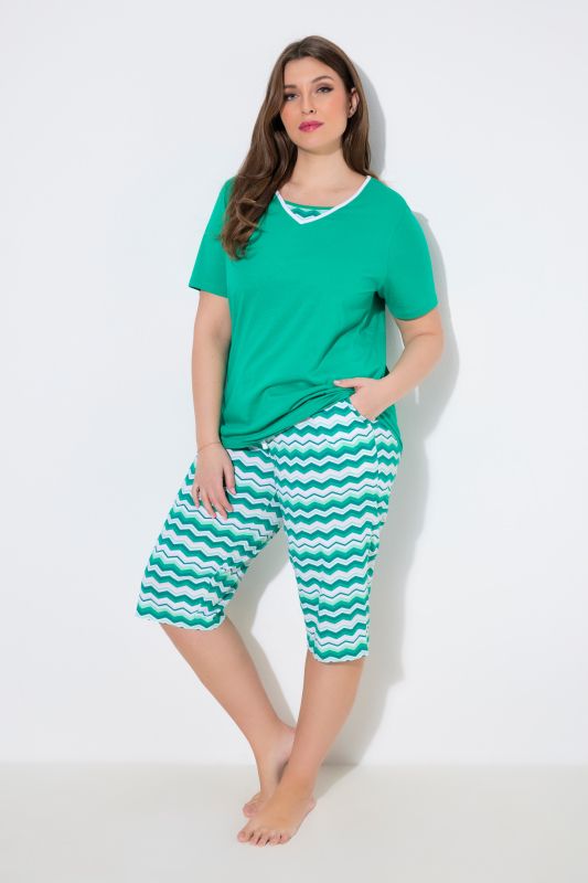 Zigzag Print Two Piece Pajama Set