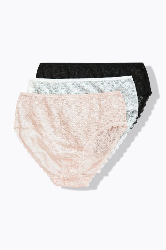 TruYou 3 Pack Floral Lace Midi Briefs