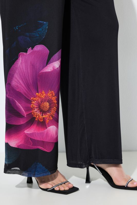 Панталон с шифон и флорални мотиви