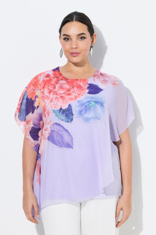 Pastel Floral Layered Chiffon Blouse