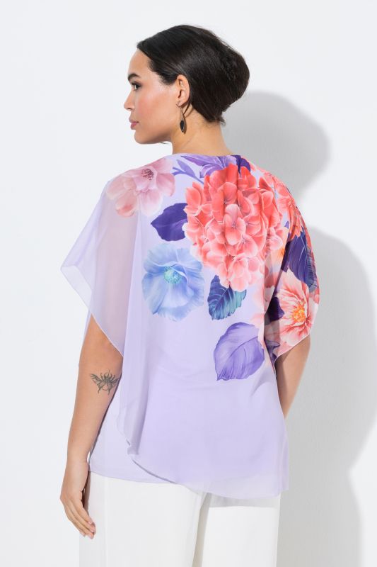 Pastel Floral Layered Chiffon Blouse