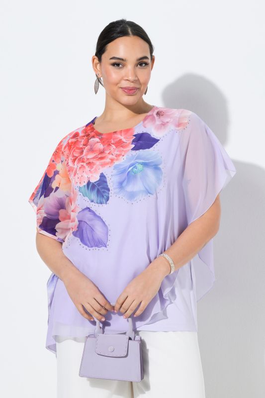 Pastel Floral Layered Chiffon Blouse