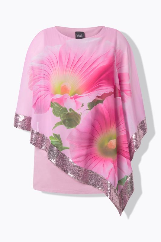 Sequined Floral Layered Chiffon Blouse