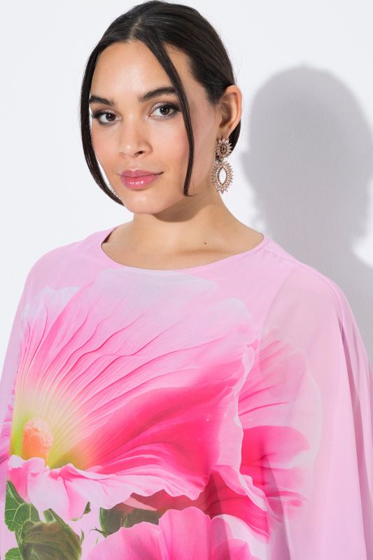 Sequined Floral Layered Chiffon Blouse