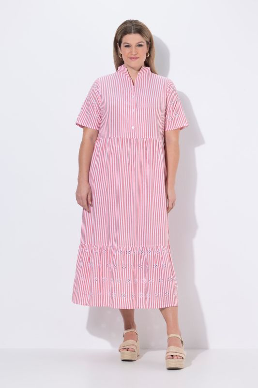 Striped Stand-Up Collar Dress